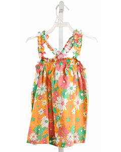 BISBY BY LITTLE ENGLISH  ORANGE  FLORAL  SLEEVELESS SHIRT