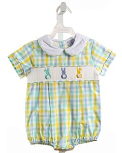 ANN + REEVES  YELLOW  PLAID SMOCKED BUBBLE