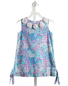 LILLY PULITZER  AQUA  FLORAL APPLIQUED DRESS