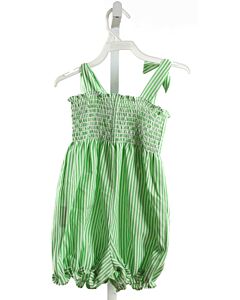 KELLY'S KIDS  GREEN SEERSUCKER STRIPED SMOCKED BUBBLE