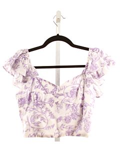 CAKE FOR DINNER  LAVENDER  FLORAL  DRESS SHIRT WITH RUFFLE