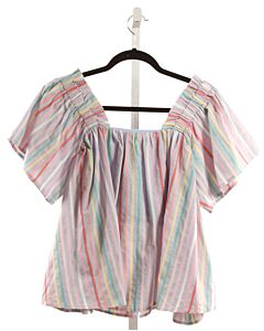 PLEAT.  MULTI-COLOR  STRIPED  SHIRT-SS