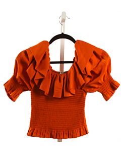 HABITUAL GIRL  ORANGE   SMOCKED SHIRT-SS WITH RUFFLE