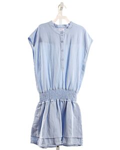 PLEAT.  BLUE LINEN  SMOCKED DRESS