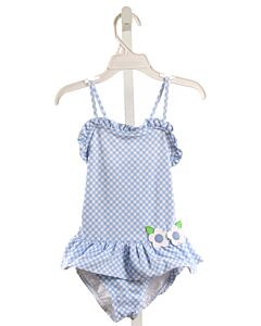 FLORENCE EISEMAN  BLUE  PLAID  1-PIECE SWIMSUIT