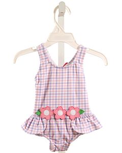 FLORENCE EISEMAN  PINK  PLAID  1-PIECE SWIMSUIT