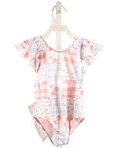 SAL & PIMENTA  PINK  PLAID PRINTED DESIGN 1-PIECE SWIMSUIT