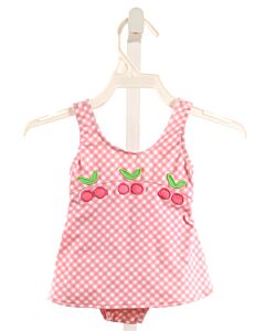 FLORENCE EISEMAN  PINK  PLAID  1-PIECE SWIMSUIT