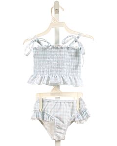 SAL & PIMENTA  LT BLUE  GINGHAM SMOCKED 2-PIECE SWIMSUIT