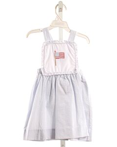 LITTLE ENGLISH  LT BLUE SEERSUCKER STRIPED EMBROIDERED DRESS