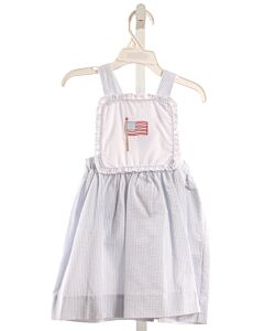 LITTLE ENGLISH  LT BLUE SEERSUCKER STRIPED EMBROIDERED DRESS