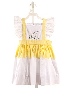 THE PROPER PEONY  YELLOW  FLORAL EMBROIDERED DRESS WITH EYELET TRIM