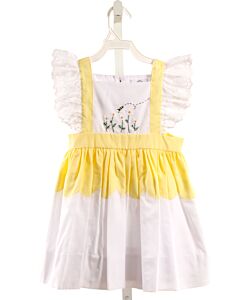 THE PROPER PEONY  YELLOW  FLORAL EMBROIDERED DRESS WITH EYELET TRIM