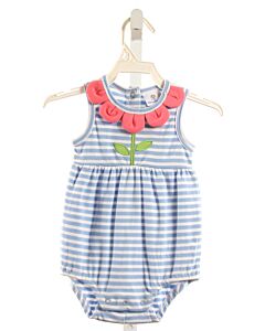 FLORENCE EISEMAN  LT BLUE  STRIPED  KNIT BUBBLE