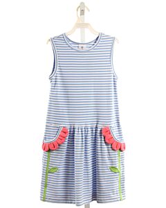 FLORENCE EISEMAN  LT BLUE  STRIPED  KNIT DRESS