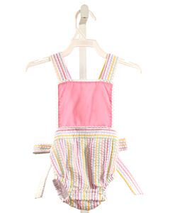 MINT MAGNOLIA  MULTI-COLOR SEERSUCKER STRIPED  1-PIECE SWIMSUIT