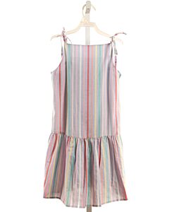 PLEAT.  MULTI-COLOR  STRIPED  DRESS