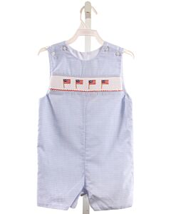 PETIT BEBE  LT BLUE  GINGHAM SMOCKED JON JON