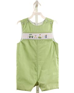 PETIT BEBE  LIME GREEN  MICROCHECK SMOCKED JON JON