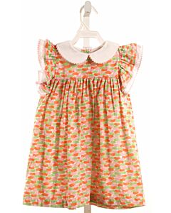 BELLA BLISS  ORANGE   PRINTED DESIGN DRESS WITH RIC RAC