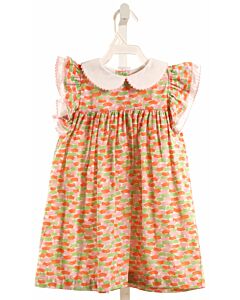 BELLA BLISS  ORANGE   PRINTED DESIGN DRESS WITH RIC RAC