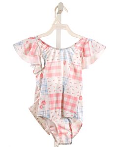 SAL & PIMENTA  PINK  PLAID PRINTED DESIGN 1-PIECE SWIMSUIT