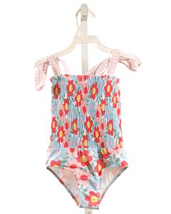 SAL & PIMENTA  PINK  FLORAL SMOCKED 1-PIECE SWIMSUIT