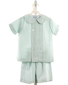 BAILEY BOYS  MINT SEERSUCKER PLAID  2-PIECE OUTFIT