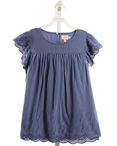 CREAMIE  BLUE    SHIRT-SS WITH EYELET TRIM