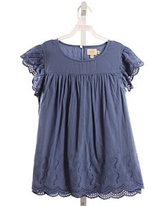 CREAMIE  BLUE    SHIRT-SS WITH EYELET TRIM