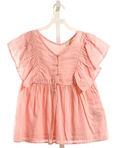 CREAMIE  PINK  STRIPED  DRESS SHIRT WITH RUFFLE