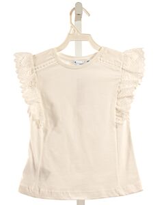 MAYORAL  WHITE KNIT   SLEEVELESS SHIRT WITH EYELET TRIM