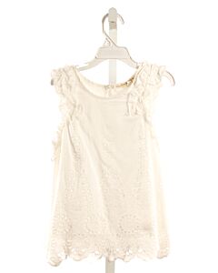 SARA SARA  WHITE EYELET   SLEEVELESS SHIRT WITH RUFFLE