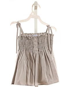 BELLA BLISS  GRAY  GINGHAM SMOCKED SLEEVELESS SHIRT