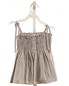 BELLA BLISS  GRAY  GINGHAM SMOCKED SLEEVELESS SHIRT