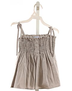 BELLA BLISS  GRAY  GINGHAM SMOCKED SLEEVELESS SHIRT