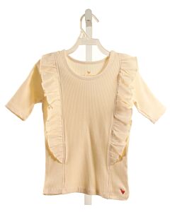 PINK CHICKEN  CREAM    KNIT SS SHIRT WITH RUFFLE