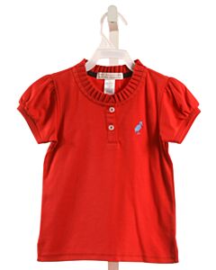 THE BEAUFORT BONNET COMPANY  RED    KNIT SS SHIRT WITH RUFFLE