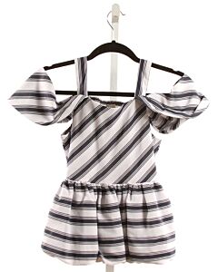 HABITUAL GIRL  NAVY  STRIPED SMOCKED DRESS SHIRT WITH BUBBLE HEM