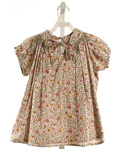 BELLA BLISS  LT GREEN  FLORAL SMOCKED SHIRT-SS