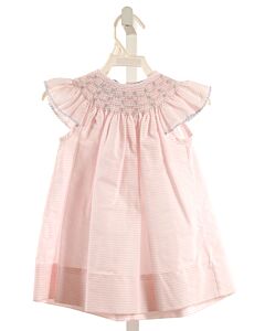 ANAVINI  LT PINK  STRIPED SMOCKED DRESS WITH PICOT STITCHING