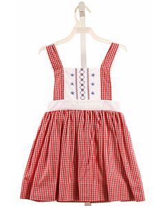 THE PROPER PEONY  RED  GINGHAM  DRESS WITH RIC RAC