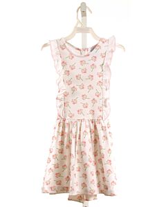 BELLA BLISS  PINK  FLORAL PRINTED DESIGN KNIT DRESS WITH PICOT STITCHING
