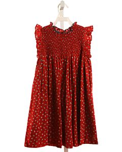 PINK CHICKEN  RED  FLORAL SMOCKED DRESS