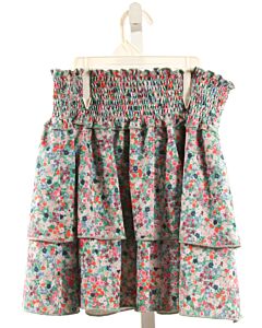 PLEAT.  GREEN  FLORAL SMOCKED SKIRT