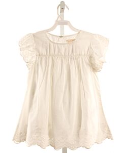 CREAMIE WHITE EMBROIDERED DRESS SHIRT WITH EYELET TRIM