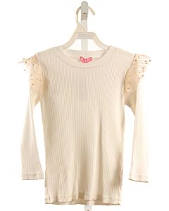 BISBY BY LITTLE ENGLISH  WHITE    KNIT LS SHIRT WITH TULLE