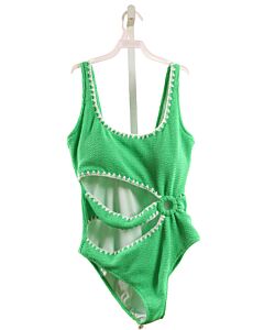 NESSI BYRD  KELLY GREEN SEERSUCKER   1-PIECE SWIMSUIT
