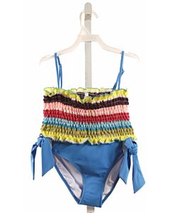 NESSI BYRD  BLUE  STRIPED SMOCKED 2-PIECE SWIMSUIT