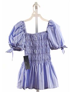 HABITUAL GIRL  LT BLUE  STRIPED SMOCKED DRESS SHIRT